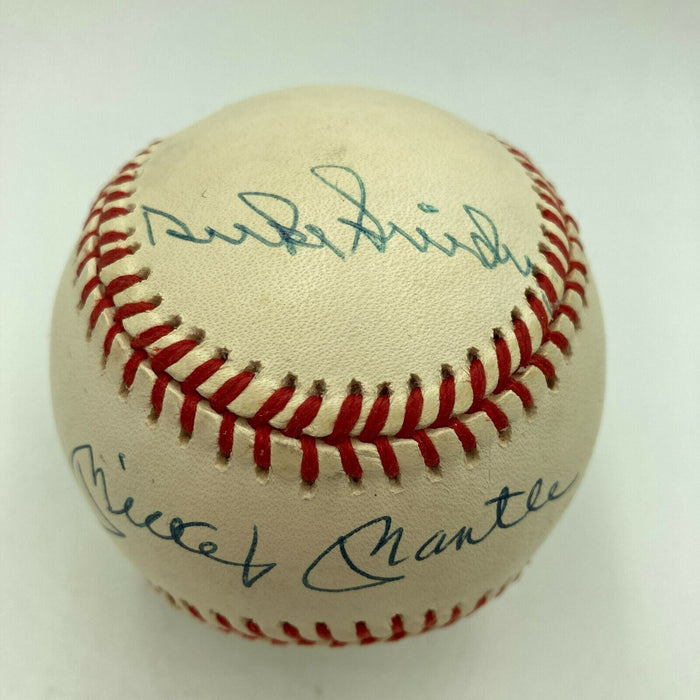 Mickey Mantle Willie Mays & Duke Snider Signed National League Baseball PSA DNA
