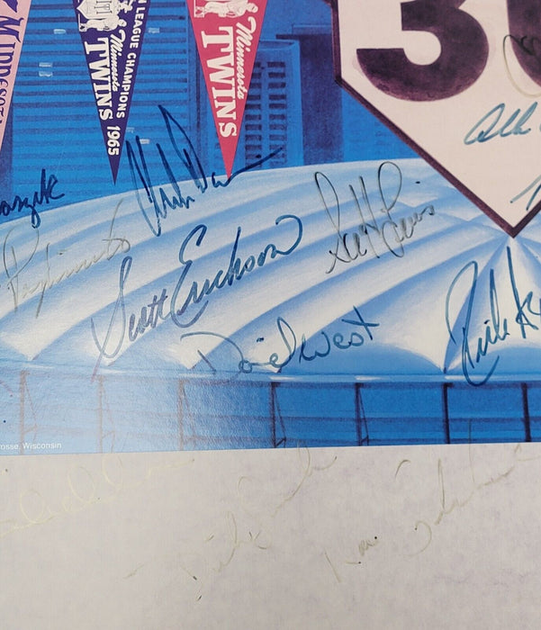 1991 Minnesota Twins World Series Champs Team Signed 18x24 Poster Beckett COA