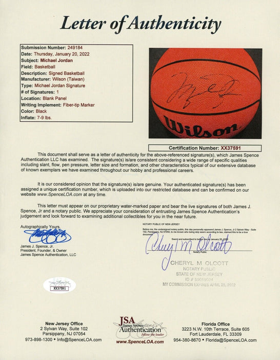 Michael Jordan Signed Wilson Signature Model Basketball Huge Auto! JSA COA