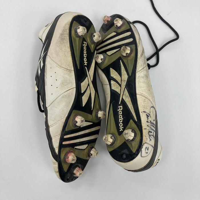 Eric Metcalf Signed Game Used Football Cleats Shoes 2 Signatures