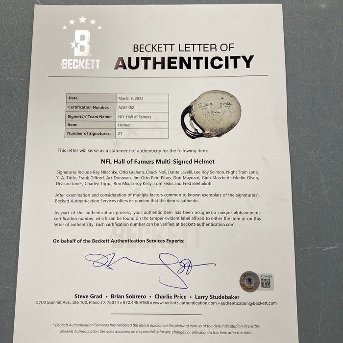 NFL Hall Of Fame Multi Signed Helmet 22 Sigs Ray Nitschke Otto Graham Beckett