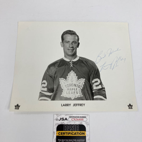 Larry Jeffery Signed 1960's Toronto Maple Leafs Team Issued Photo JSA COA