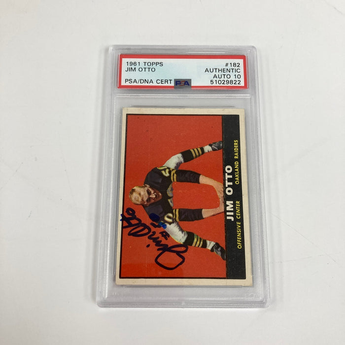 1961 Topps #182 Jim Otto Signed Rookie Card PSA Auto 10 GEM MINT