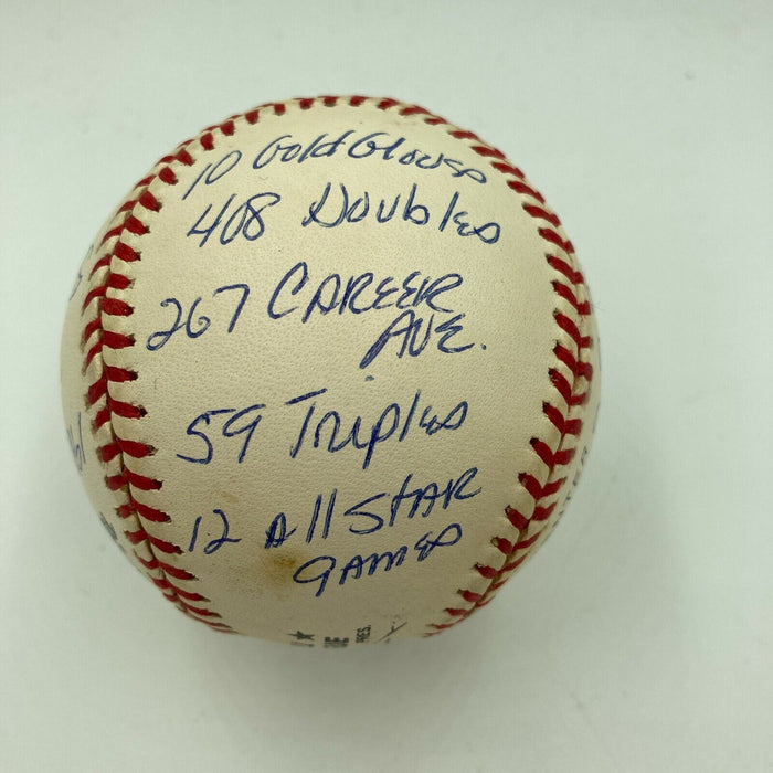 Mike Schmidt Signed Heavily Inscribed Career STAT Baseball Reggie Jackson COA