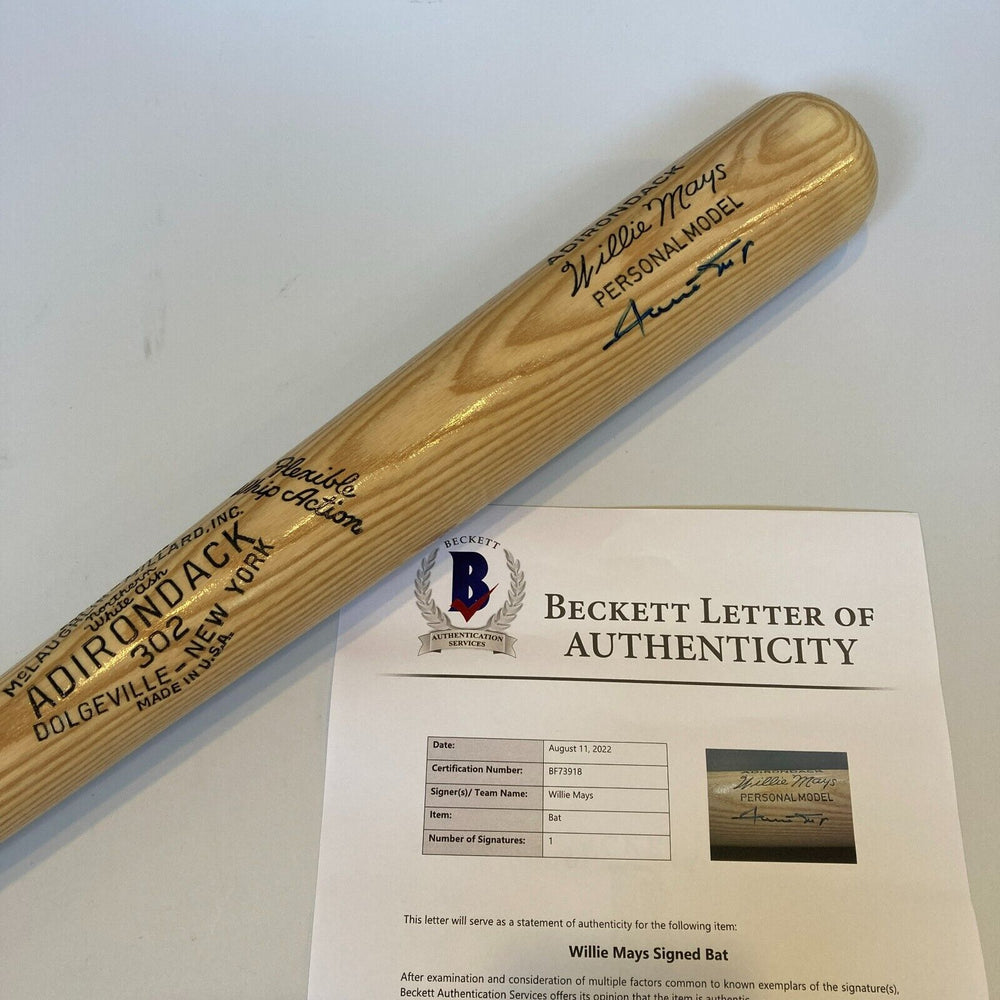 Nice Willie Mays Signed Adirondack Game Model Baseball Bat With Beckett COA