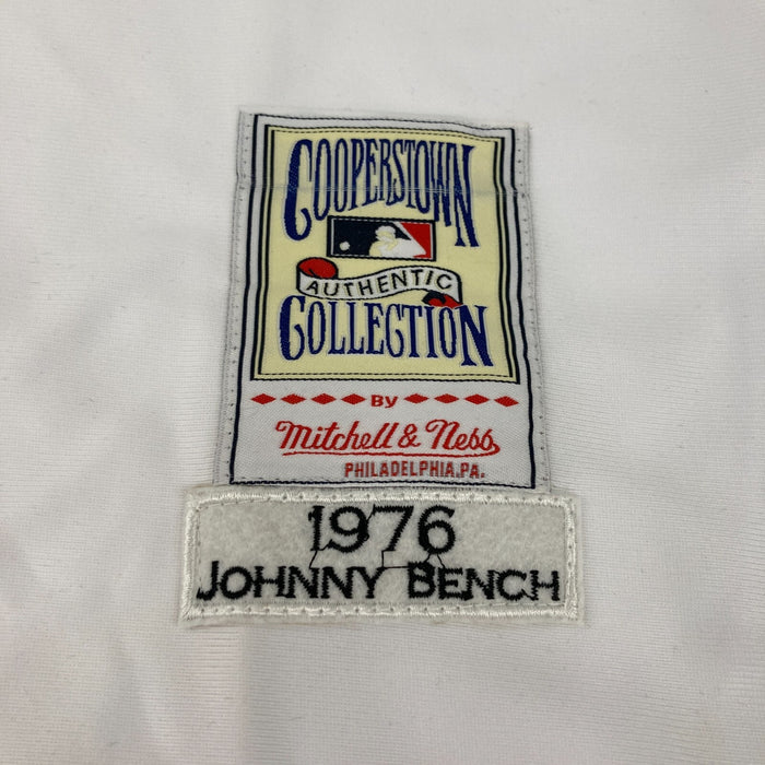 Johnny Bench Signed Inscribed Cincinnati Reds STAT Mitchell & Ness Jersey JSA