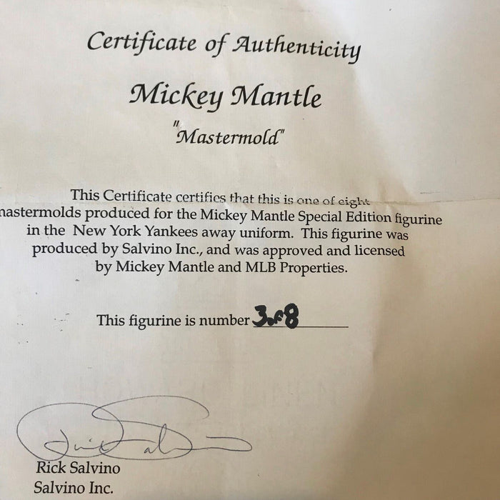 Rare Mickey Mantle Signed Original Salvino Mastermold #3/8 Foot Damaged With COA
