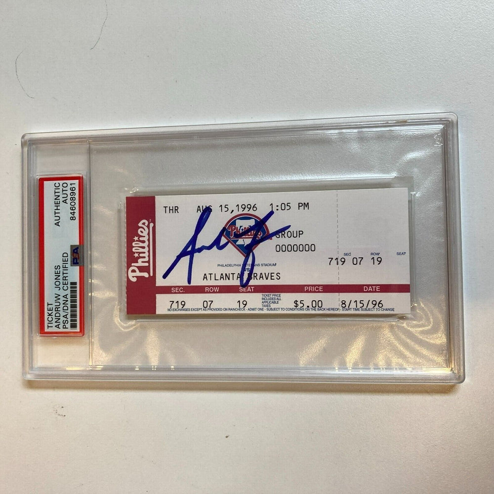 Andruw Jones Signed MLB Debut August 15, 1996 Original Ticket PSA DNA 1/1