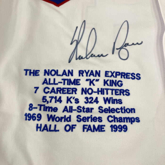 Nolan Ryan Signed Texas Rangers Authentic 1990's Game Model STAT Jersey PSA DNA