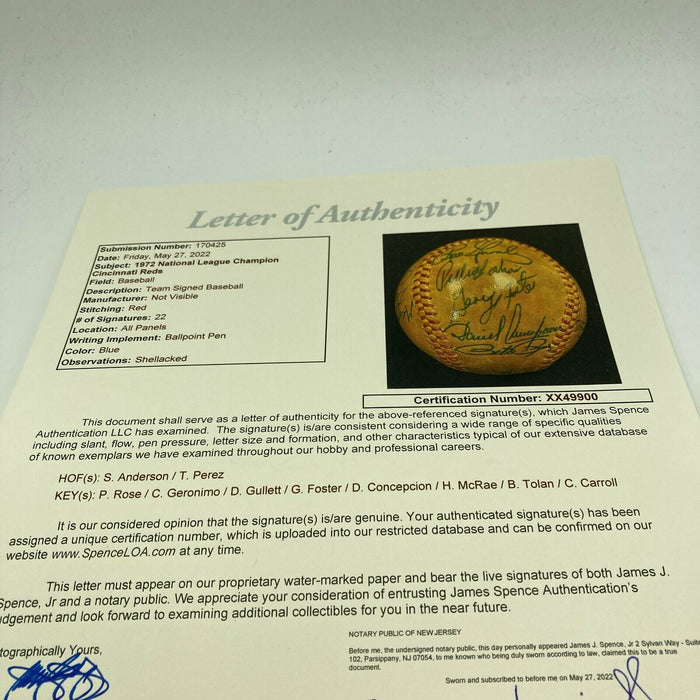 1972 Cincinnati Reds NL Champs Team Signed Baseball Big Red Machine JSA COA