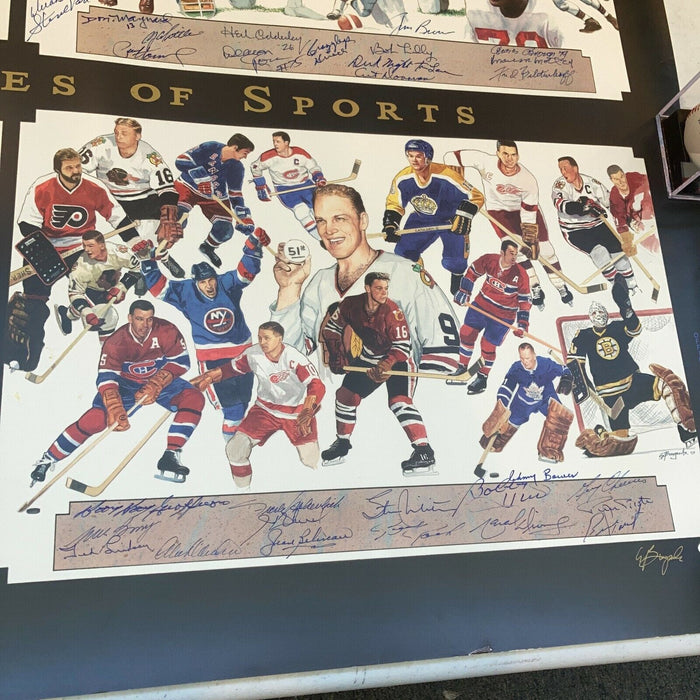 NBA, MLB, NFL & NHL Legends Sports Heroes Signed Litho Photo 60+ Sigs JSA COA
