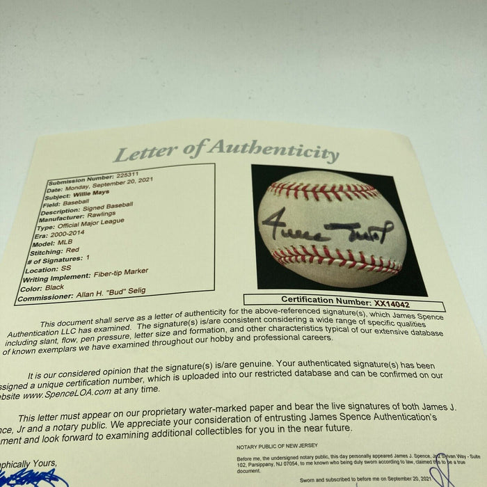 Willie Mays Signed Autographed Official Major League Baseball With JSA COA