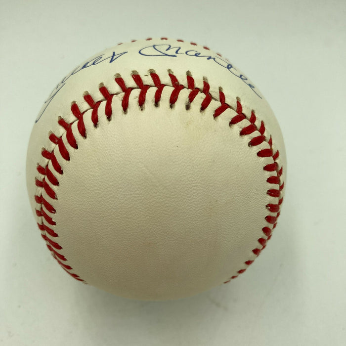 Beautiful Mickey Mantle Signed American League Baseball PSA DNA Graded MINT 9