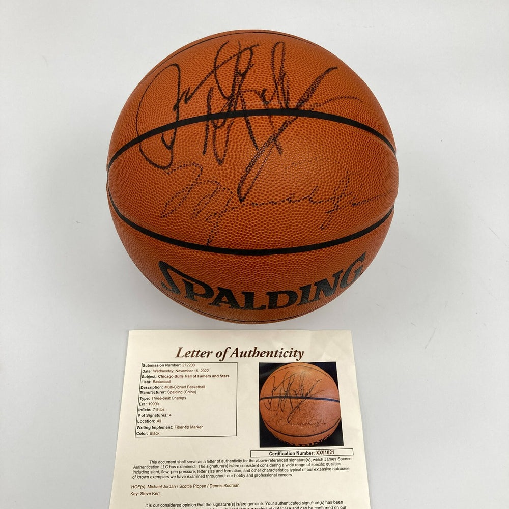 Michael Jordan Scottie Pippen & Dennis Rodman Official Game Basketball JSA COA