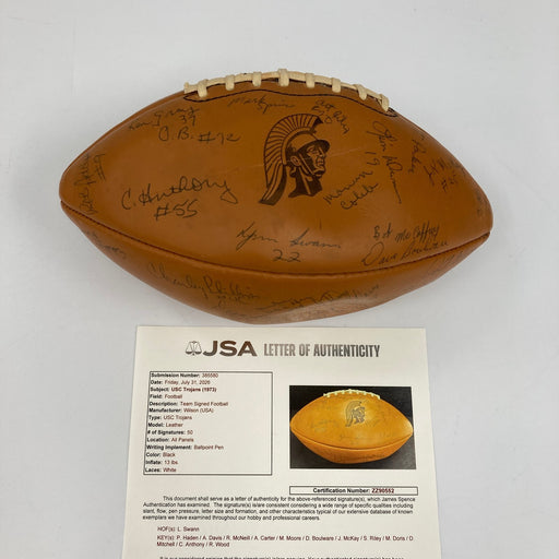 1973 USC Trojans Pac-8 champions Team Signed Football Lynn Swann JSA COA