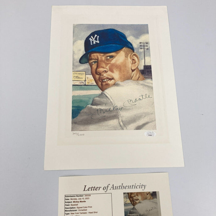 Mickey Mantle Signed 1953 Topps Large 11x15 Gerry Dvorak Lithograph JSA COA