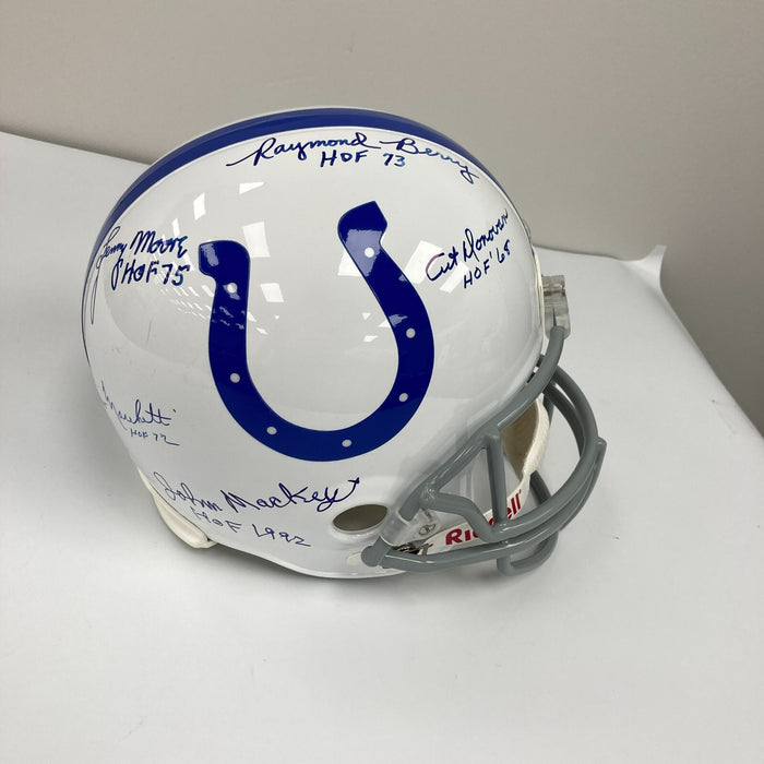 Art Donovan Lenny Moore Raymond Berry Mackey Signed Colts Full Size Helmet JSA