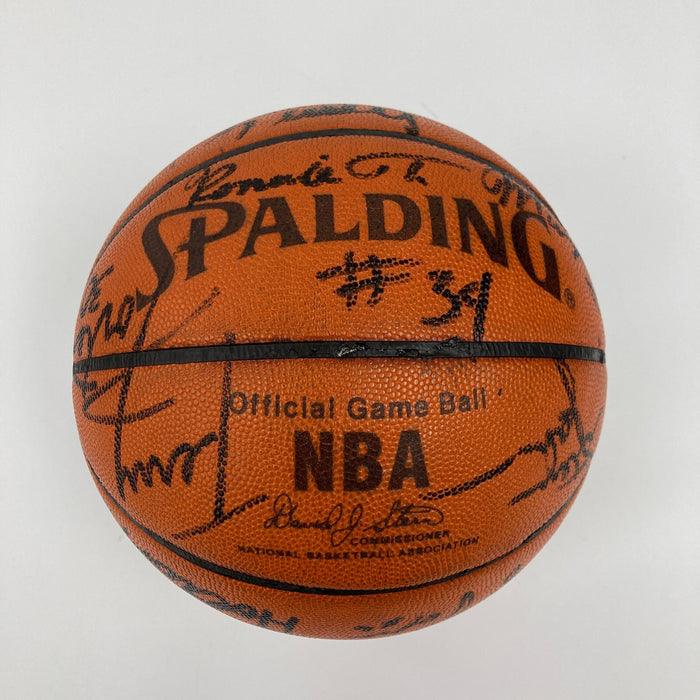 1987-88 Portland Trail Blazers Team Signed Game Used Spalding Basketball JSA COA