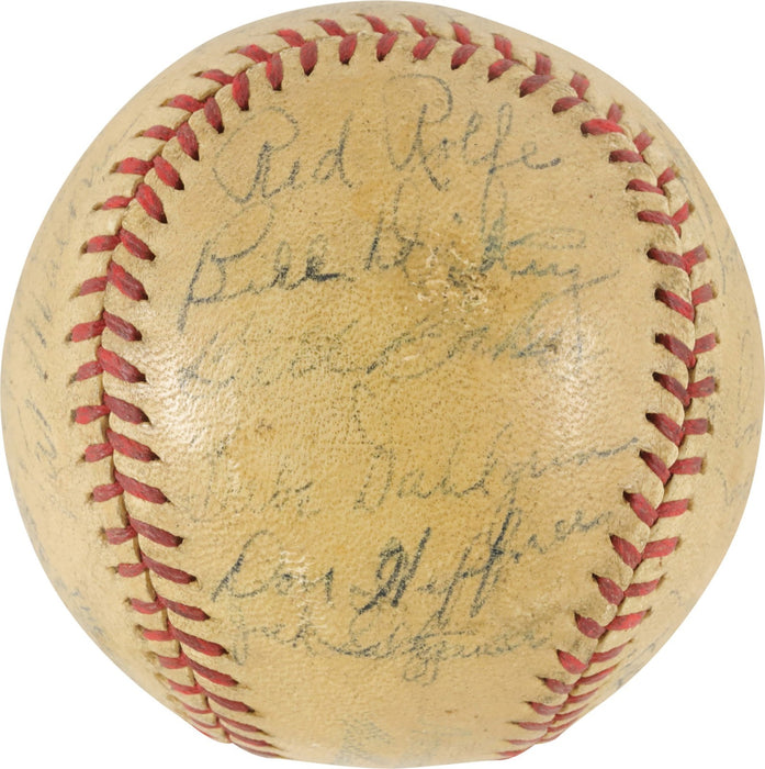 1936-37 New York Yankees World Series Champs Team Signed Baseball Lou Gehrig PSA