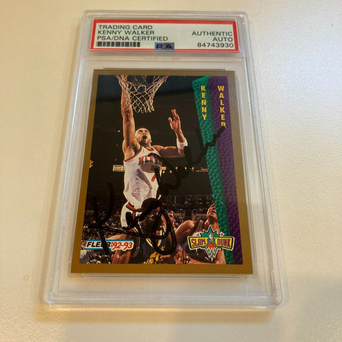 Rare 1992-93 Fleer Kenny Walker Signed Promo Card With Fleer Stamp PSA DNA