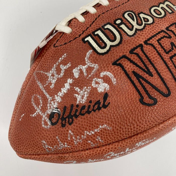 1968 New York Jets Super Bowl Champs Team Signed Wilson Football Beckett COA