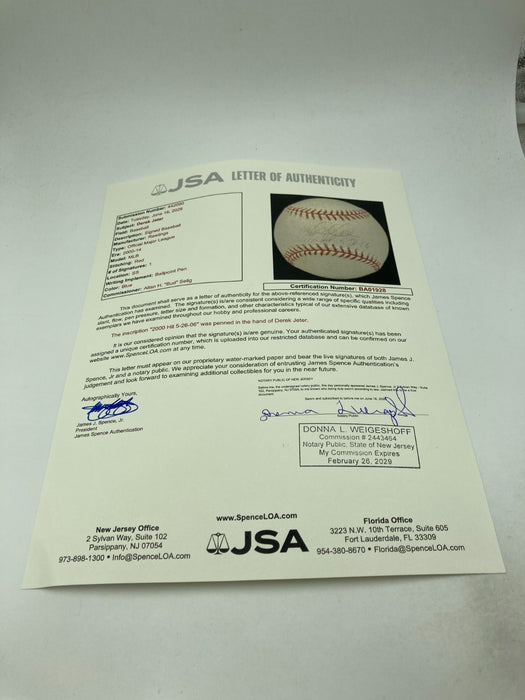 Derek Jeter "2,000 Hit 5-26-06" Signed Game Used Baseball JSA Steiner & MLB