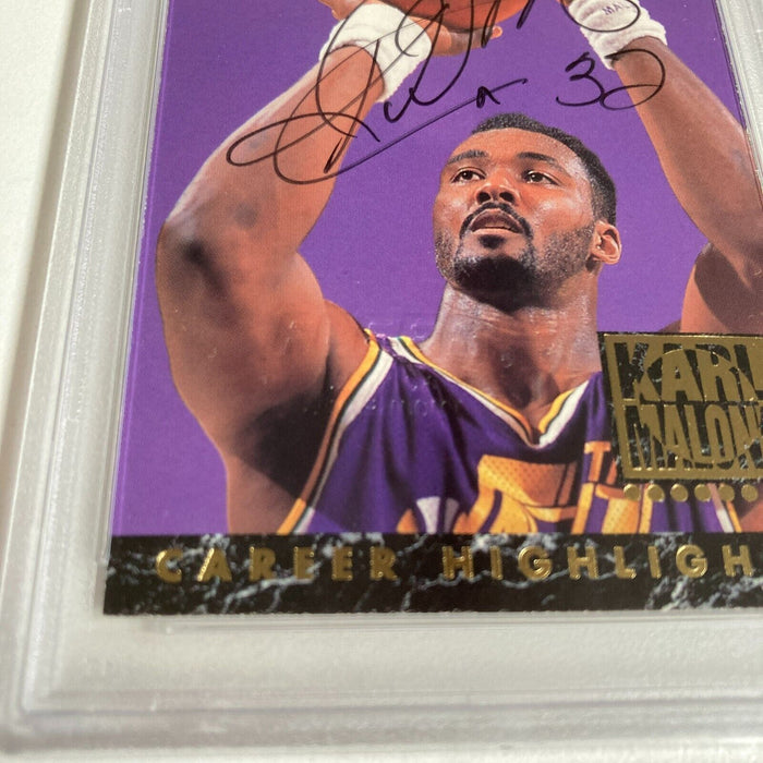 1993-94 Fleer Karl Malone Signed Promo Card With Fleer Stamp PSA DNA RARE