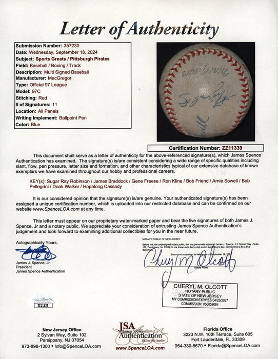 Sugar Ray Robinson & James J. Braddock Boxing Legends Signed Baseball JSA COA