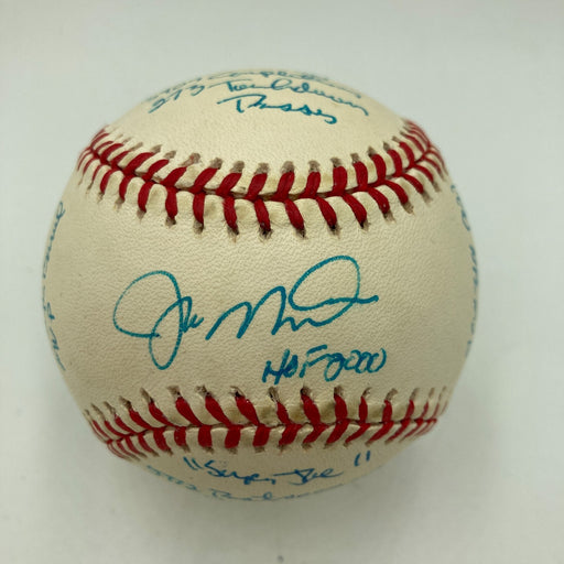 Joe Montana Signed Heavily Inscribed Career STAT Baseball Reggie Jackson COA