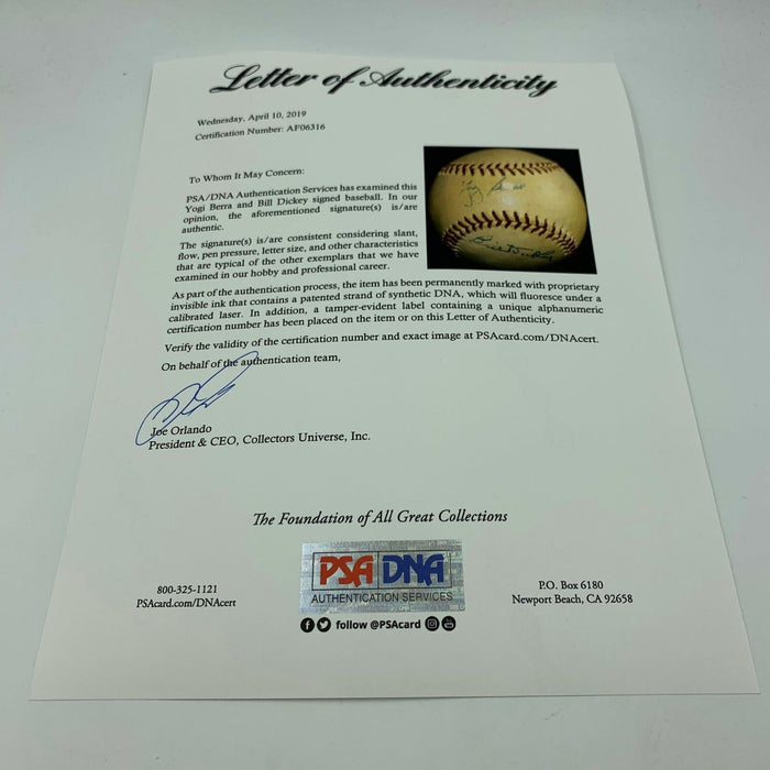1940's Yogi Berra & Bill Dickey Signed American League Harridge Baseball PSA DNA