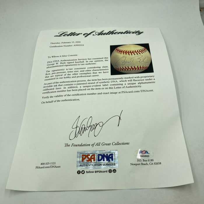 President George W. Bush Signed American League Baseball PSA DNA COA
