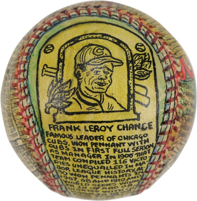 Beautiful Frank Chance Hand Painted George Sosnak Folk Art Baseball 1/1 Signed