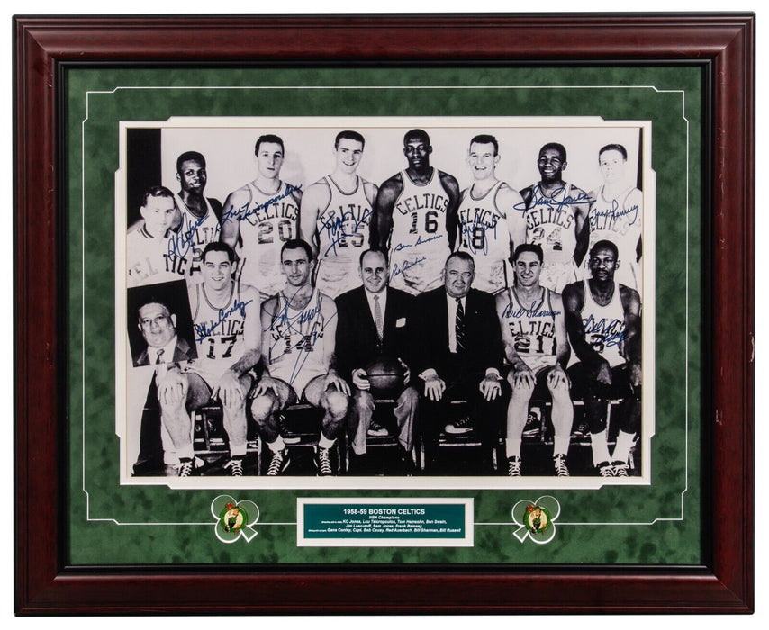 1958-59 Boston Celtics NBA Champs Team Signed 18x24 Photo Bill Russell Beckett