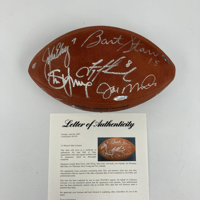Bart Starr Joe Montana Joe Namath Elway Aikman Quarterbacks Signed Football PSA