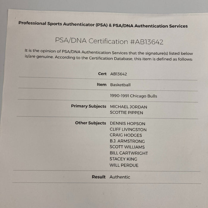 Michael Jordan 1990-91 Chicago Bulls NBA Champs Team Signed Basketball PSA DNA
