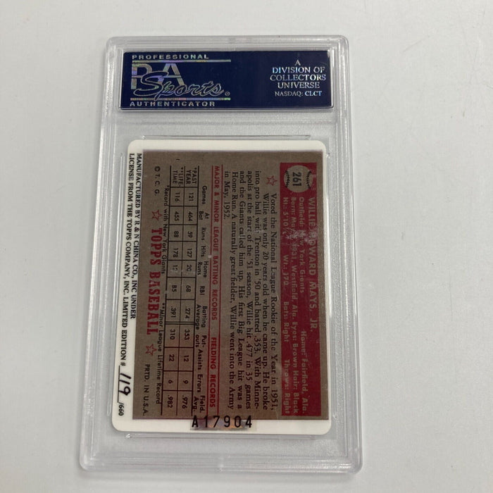 1952 Topps Willie Mays RC Signed Porcelain Baseball Card PSA DNA