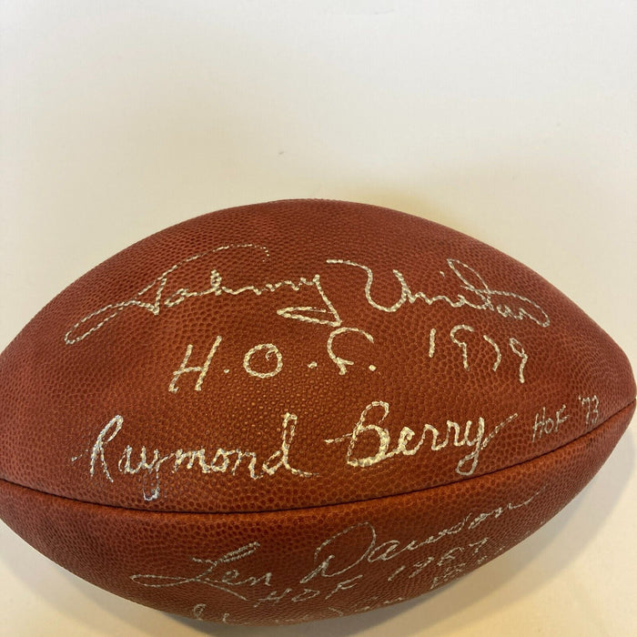 Johnny Unitas HOF 1979 Len Dawson HOF 1987 Multi Signed NFL Football JSA COA