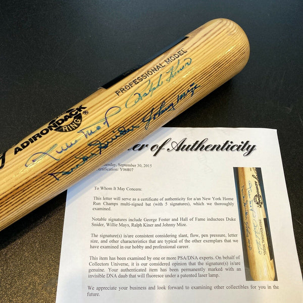 Willie Mays Duke Snider Ralph Kiner Home Run Champs Signed Baseball Bat PSA DNA