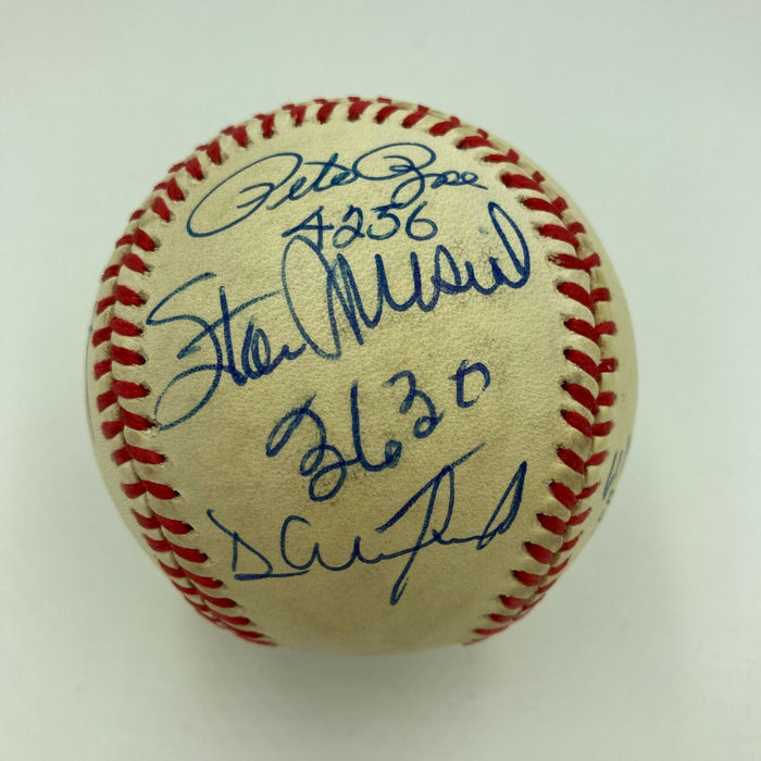 Beautiful 3,000 Hit Club Signed Baseball With Hit Totals Willie Mays JSA COA