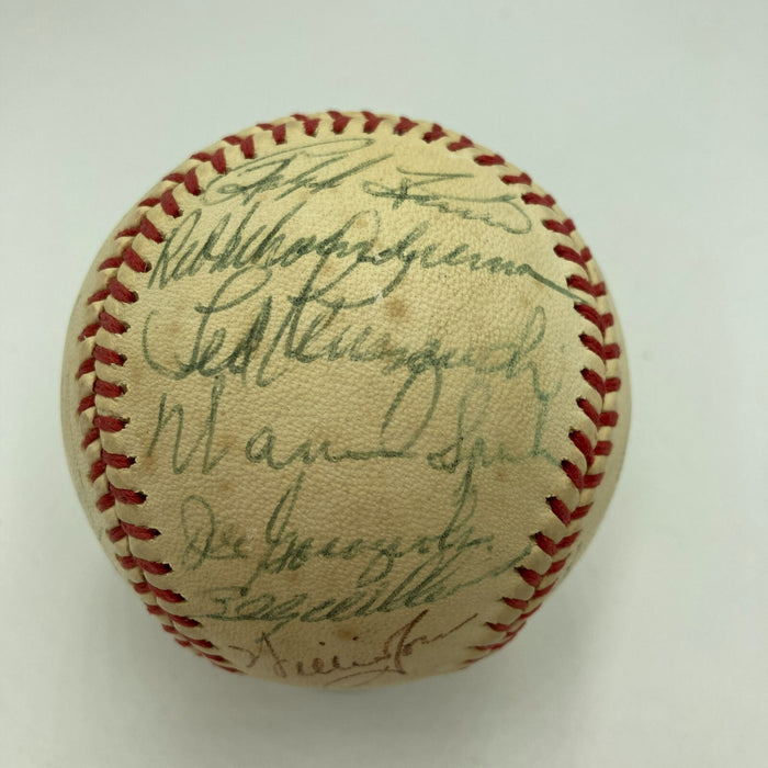 Hank Aaron Ernie Banks 1980's Cracker Jack Old Timers Game Signed Baseball JSA