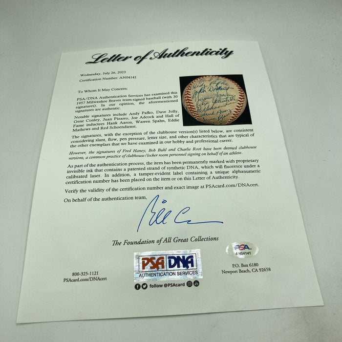 1957 Milwaukee Braves World Series Champs Team Signed Baseball PSA DNA & Beckett