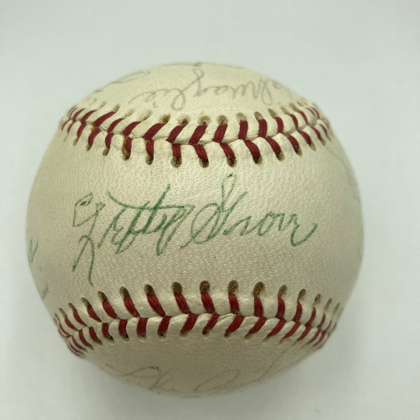 Pie Traynor Lefty Grove Joe Dimaggio Hall Of Fame Multi Signed Baseball JSA