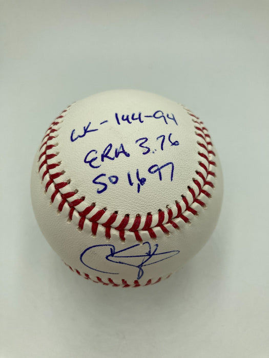 Chris Carpenter Signed Heavily Inscribed STAT Baseball JSA COA