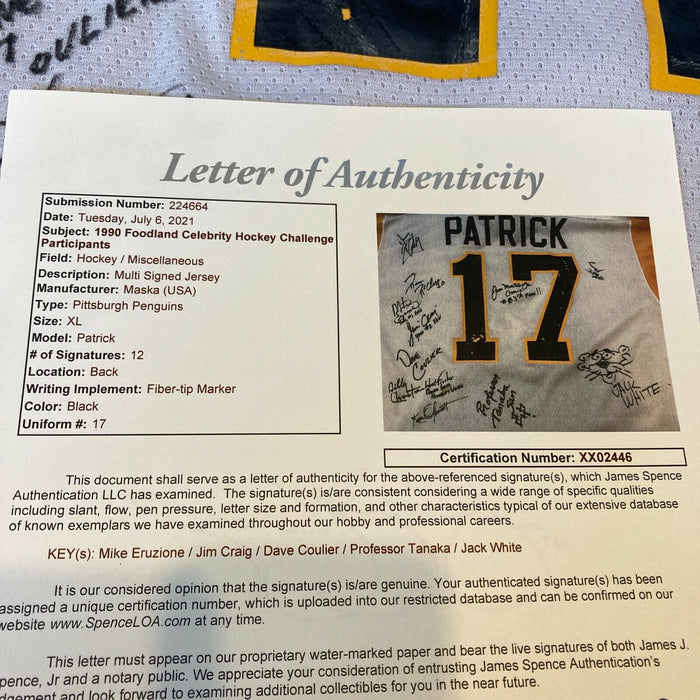 Craig Patrick 1990 Celebrity Hockey Challenge Multi Signed Game Used Jersey JSA