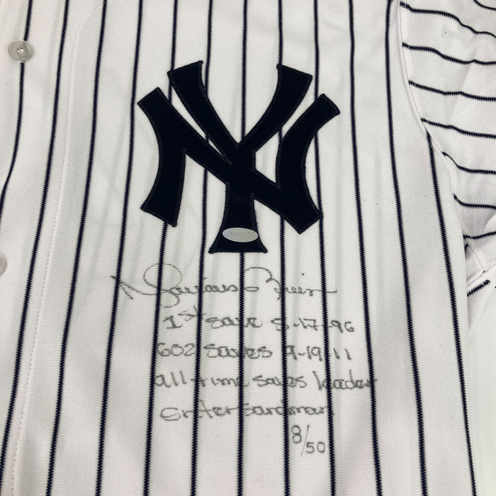 Mariano Rivera Signed Heavily Inscribed NY Yankees STAT Jersey Steiner COA