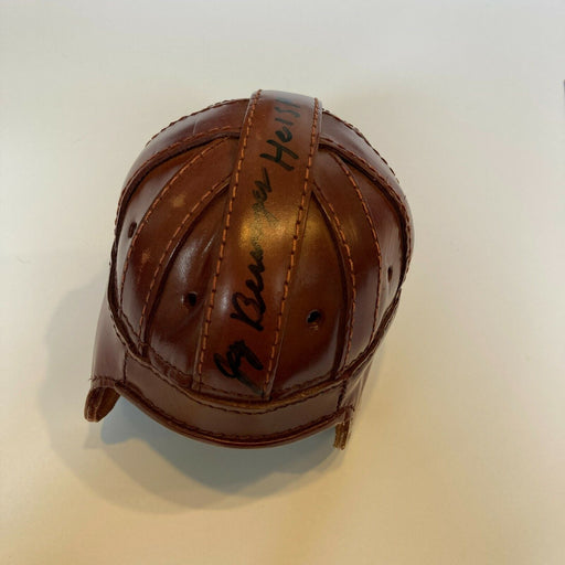 Jay Berwanger "Heisman 1935" Signed Vintage Leather Mini Helmet With JSA COA