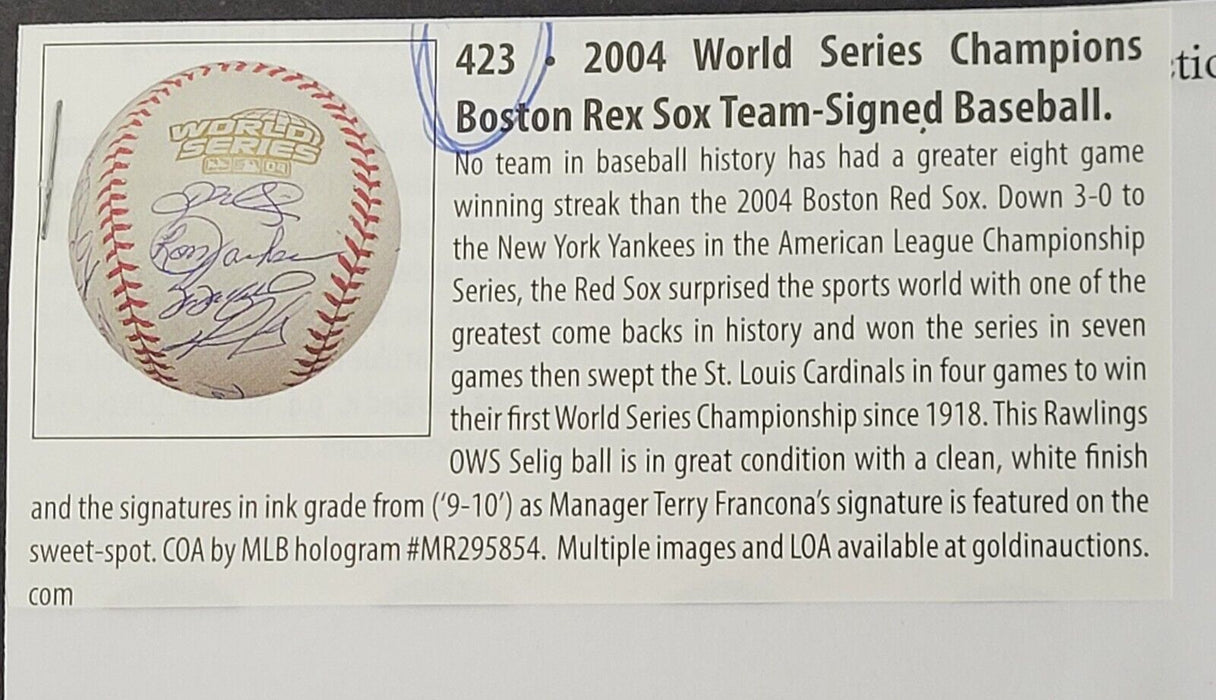 2004 Boston Red Sox World Series Champs Team Signed W.S. Baseball MLB Holo