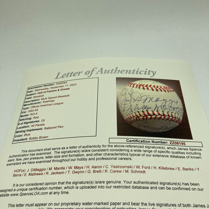 Stunning Mickey Mantle Joe Dimaggio 500 Home Run 3,000 Hits Signed Baseball