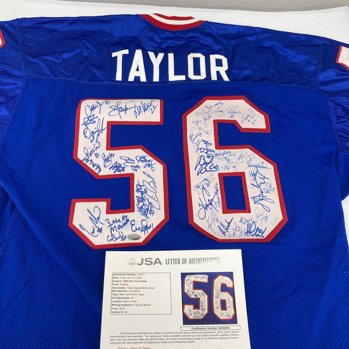 1986 New York Giants Super Bowl Champs Team Signed Jersey 44 Sigs JSA COA