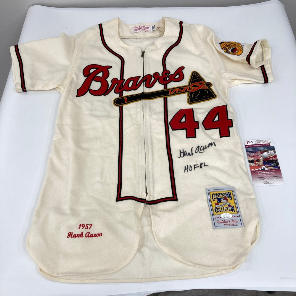 Hank Aaron "Hall Of Fame 1982" Signed Authentic Milwaukee Braves Jersey JSA COA